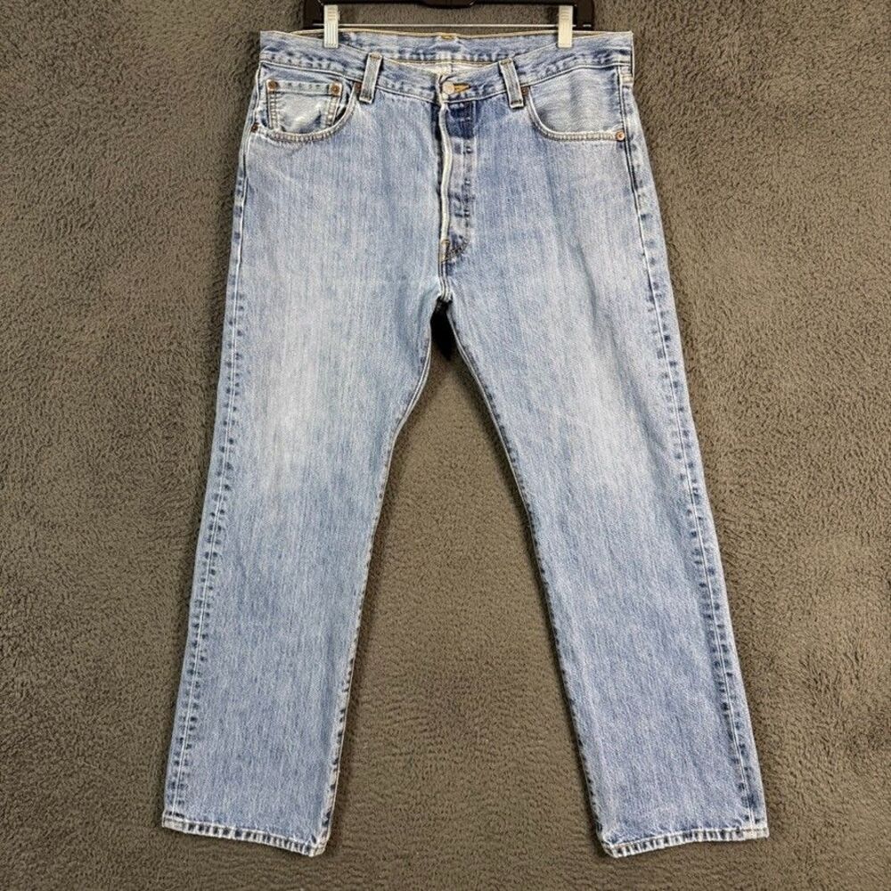 Vtg Levis 501 Jeans Mens 36x30 Blue Straight Fit Button Fly Light Wash Denim